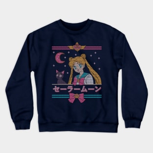 Moon and the Cat // Cute Anime Ugly Christmas Sweater Manga Shojo Cute Kawaii Crewneck Sweatshirt